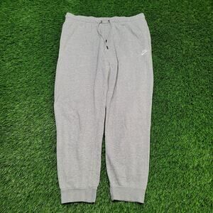 Nike Swoosh Logo Jogger Sweatpants Mens XL Heather Grey Tapered Fit